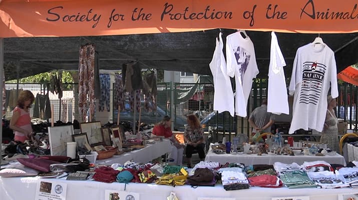 Stand des Tierschutzvereins auf den Markt